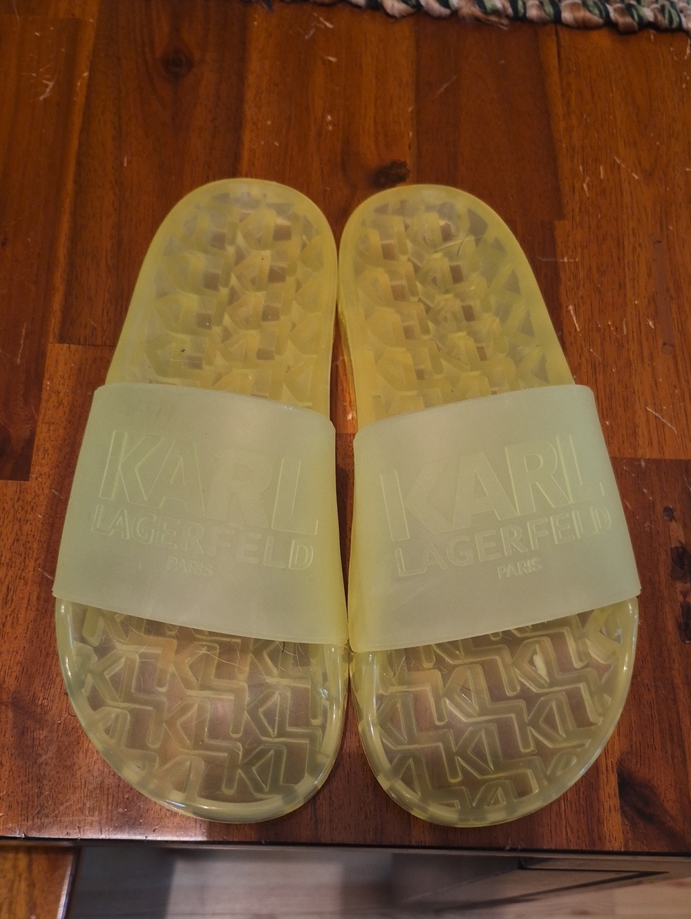 Karl Lagerfeld Womens Size 8 Yellow Translucent Slide Sandals